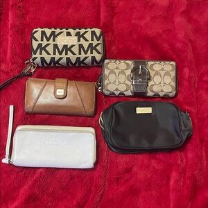 Michael Kors, Brown Fossil, Cream Coach, Brown & Tan Coach Logo & D&G makeup bag